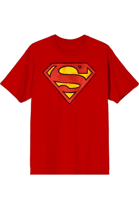 Superman Logo Men's Red Tee - Classic DC Comic Graphic T-Shirt, Cotton-Medium