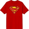 thumbnail image 1 of Bioworld Superman Logo Men's Red Tee - Classic DC Comic Graphic T-Shirt, Cotton-Small, 1 of 5