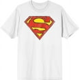 thumbnail image 1 of Bioworld Superman Logo Men's White Tee - Classic DC Comic Graphic T-Shirt, Cotton-Small, 1 of 5