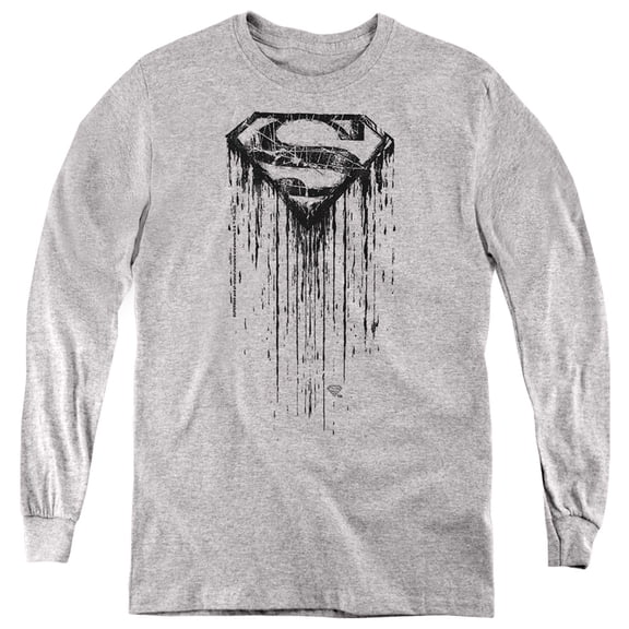 Superman - Logo Paint 2 Kids Long Sleeve T Shirt (Large) for Youth Boys and Girls, Athletic Heather