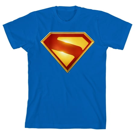 Superman Logo Youth Royal Blue Crew Neck Short Sleeve T-shirt-Small