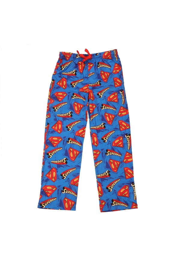 Logo and Shield Pattern on Blue Sleep Pants-Medium (32-34)