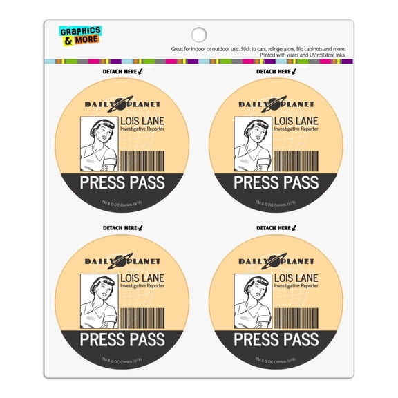 Superman Lois Lane Press Pass Refrigerator Fridge Locker Vinyl Circle Magnet Set