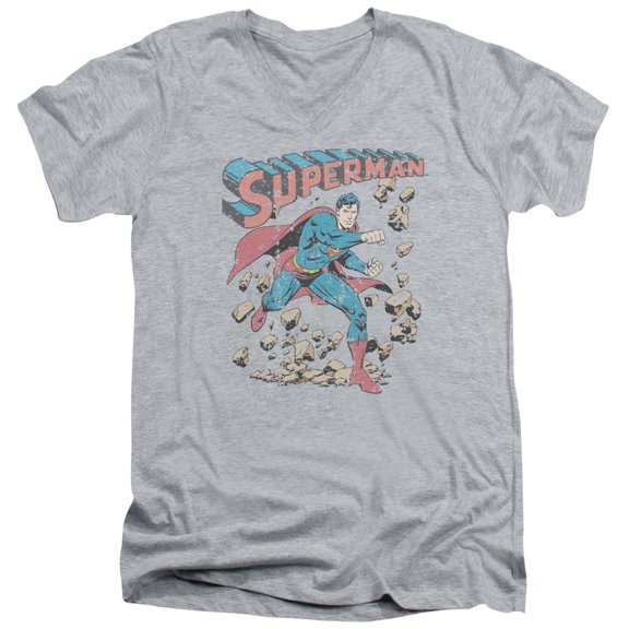 Superman - Mad At Rocks - Slim Fit V Neck Shirt - Medium