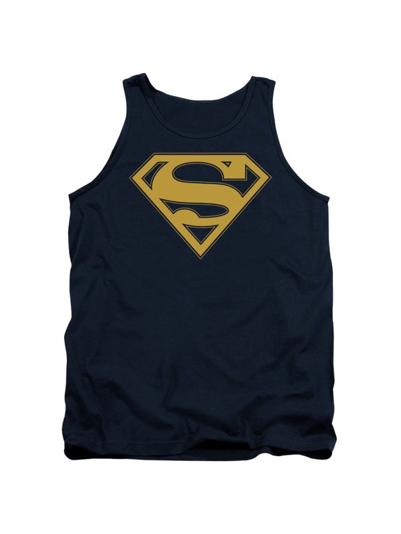 Superman Maize & Blue Shield Adult Tank Top Navy
