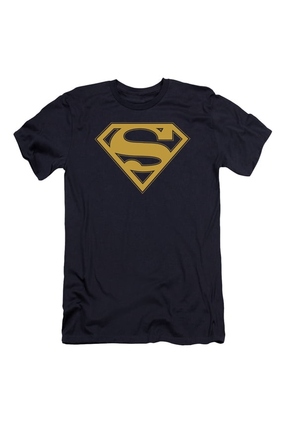 Superman Maize & Blue Shield Premium Adult Slim Fit 30/1 T-Shirt Navy