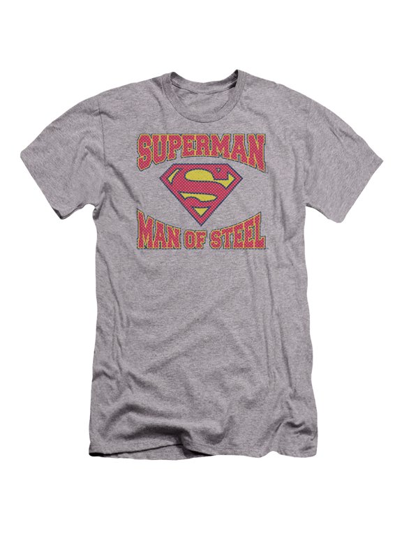 Superman - Man Of Steel Jersey - Premium Slim Fit Short Sleeve Shirt - Small