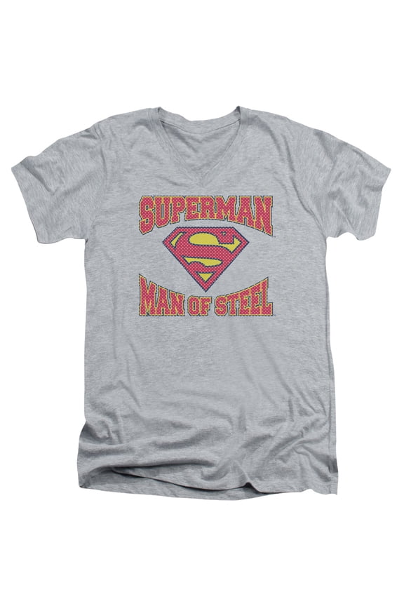 Superman - Man Of Steel Jersey - Slim Fit V Neck Shirt - Medium