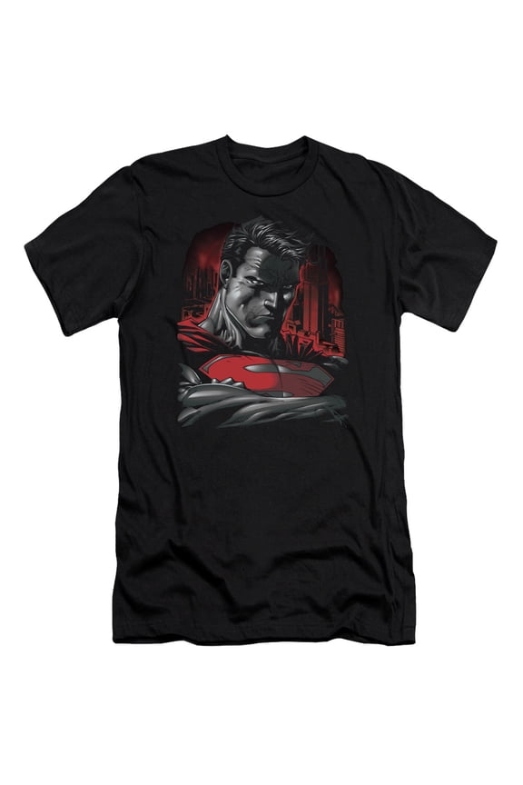 Superman Man Of Steel Premium Adult Slim Fit 30/1 T-Shirt Black