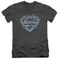 thumbnail image 1 of Superman Man Of Steel Shield Adult V-Neck T-Shirt Charcoal, 1 of 1