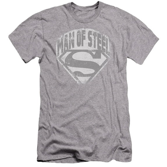 Superman Man Of Steel Shield Premium Adult Slim Fit 30/1 T-Shirt Athletic Heather