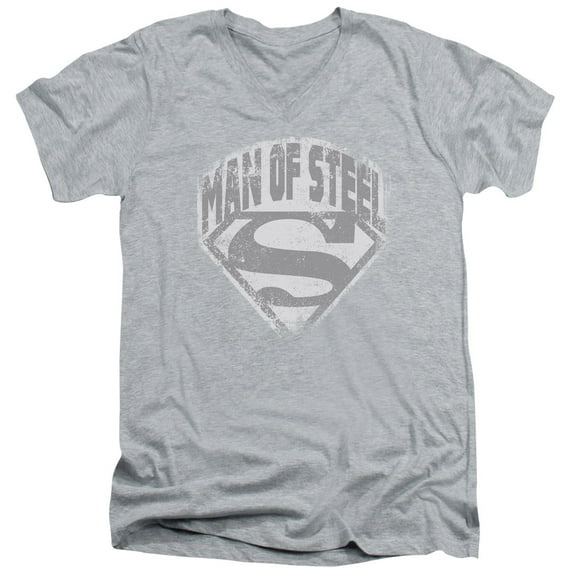 Superman - Man Of Steel Shield - Slim Fit V Neck Shirt - XX-Large