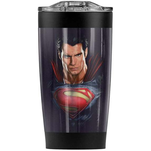 Superman Man Of Steel Super Bust Stainless Steel Tumbler 20 oz Coffee Travel Mug/Cup, Vacuum Insulated & Double Wall with Leakproof Sliding Lid | Great for Hot Drinks and Cold Beverages