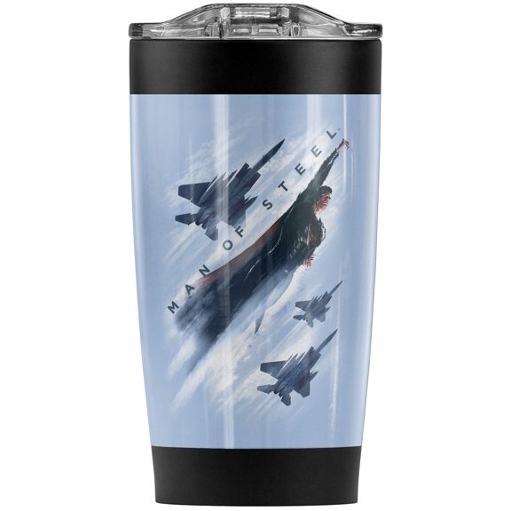 Superman Man Of Steel Air Superiority Stainless Steel Tumbler 20 oz Coffee Travel Mug/Cup, Vacuum Insulated & Double Wall with Leakproof Sliding Lid | Great for Hot Drinks and Cold Beverages