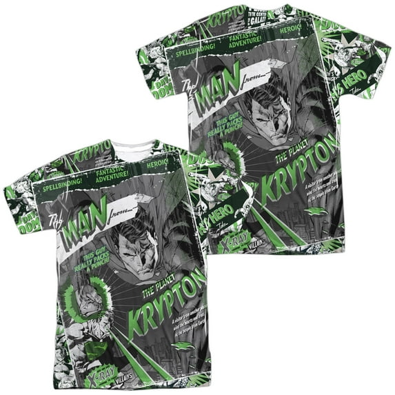 Superman Man from Krypton Unisex Adult Sublimated Costume T Shirt (Front/Back), 3X-Large Multicolor