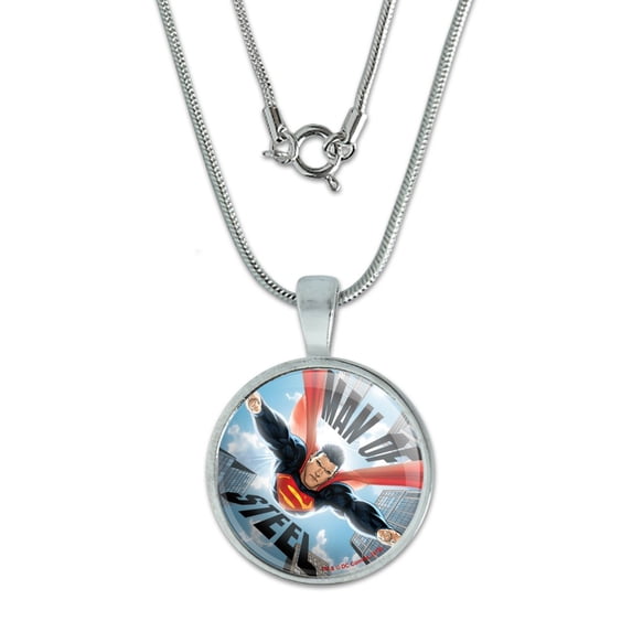 Superman Man of Steel 0.75" Pendant with Sterling Silver Plated Chain