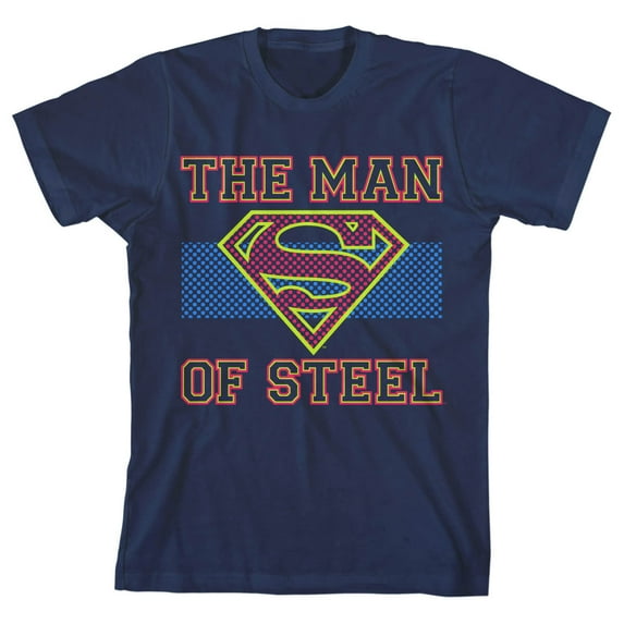 Superman Man of Steel Boy's Navy Blue T-shirt-M