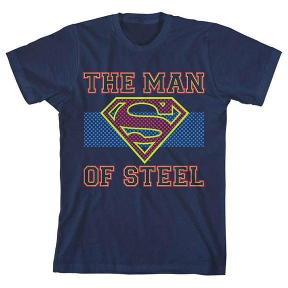 Superman Man of Steel Boy's Navy Blue T-shirt-S