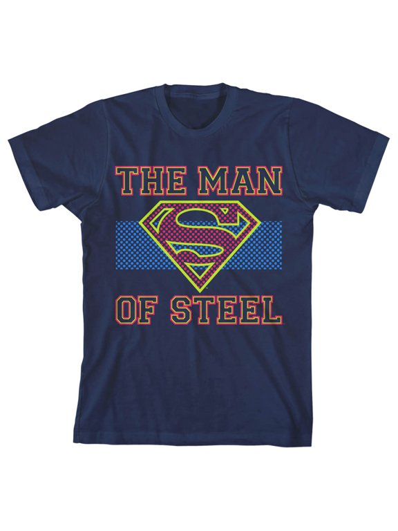 Superman Man of Steel Boy's Navy Blue T-shirt-S