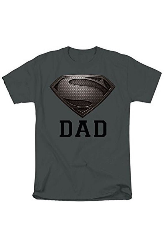 Superman Man of Steel Dad of Steel Gray Super Dad T-Shirt (Small)