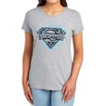 thumbnail image 1 of Superman Man of Steel Shield Women's T Shirt, Athletic Heather, 2X-Large, 1 of 6