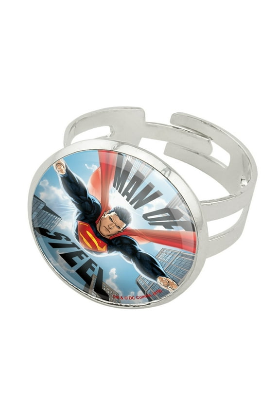 Superman Man of Steel Silver Plated Adjustable Novelty Ring