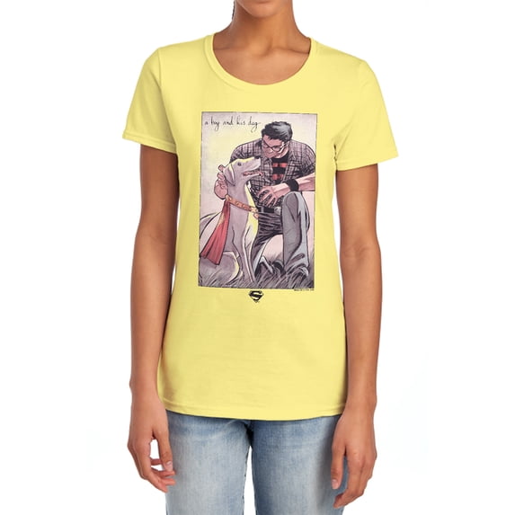 Superman Mans Best Friend Women's T Shirt, Banana, Medium
