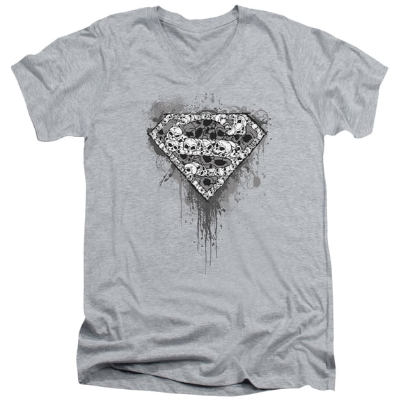 Superman - Many Super Skulls - Slim Fit V Neck Shirt - X-Large