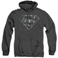 thumbnail image 1 of Superman Mech Shield Adult Heather Hoodie Sweatshirt Black, 1 of 1