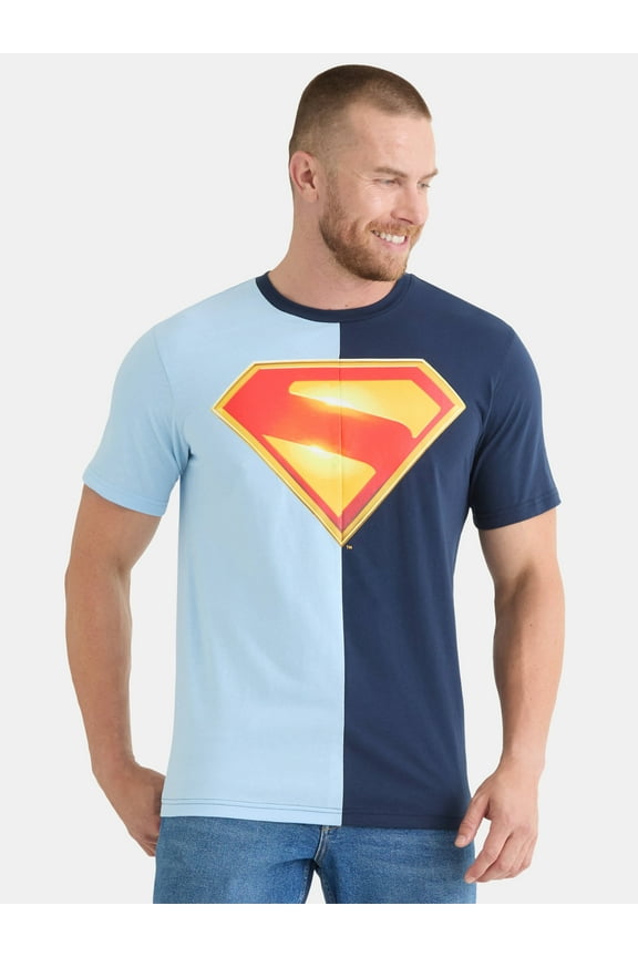 Superman Men's and Big Men's Two Tone Graphic Tee with Short Sleeves, Sizes S-3XL