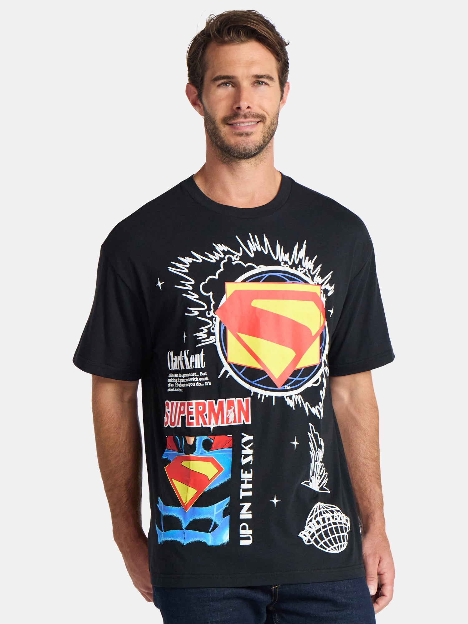 Superman Men's and Big Men's Panels Graphic Tee with Short Sleeves, Sizes S-3XL