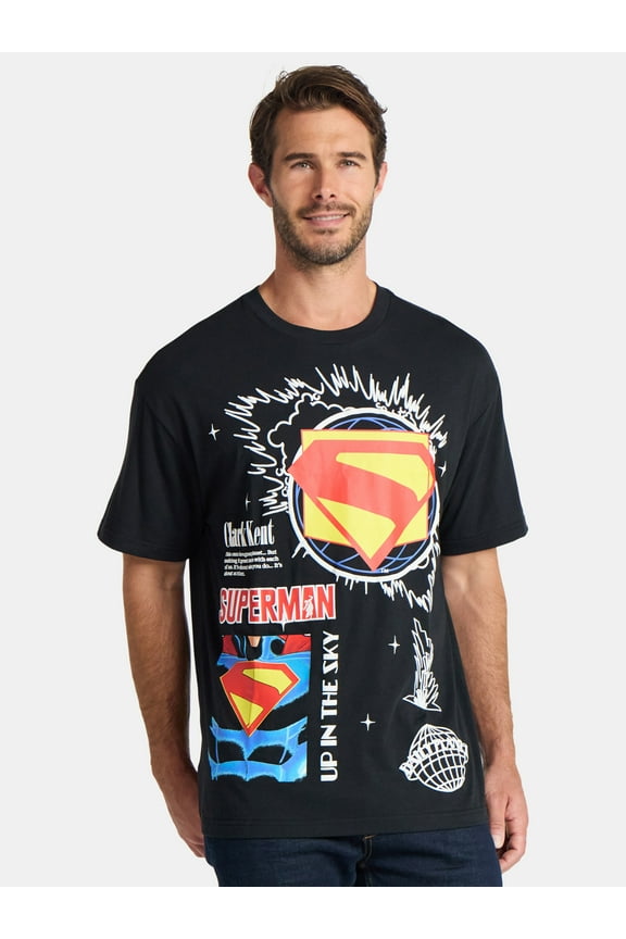 Superman Men's and Big Men's Panels Graphic Tee with Short Sleeves, Sizes S-3XL