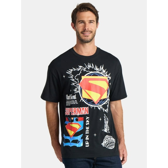 Superman Men's and Big Men's Panels Graphic Tee with Short Sleeves, Sizes S-3XL