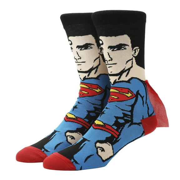 Superman Men's Casual Crew Socks With Cape Attachments