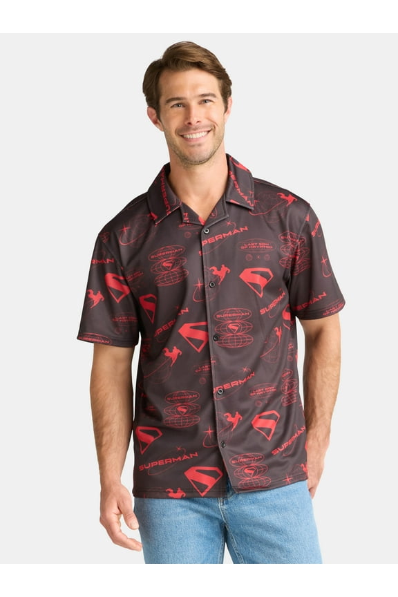 Men's and Big Men's Graphic Mesh Shirt with Short Sleeves, Sizes S-3XL