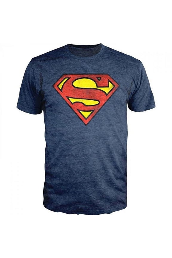 Mens DC Comics Logo Heather T-Shirt, Navy - Medium