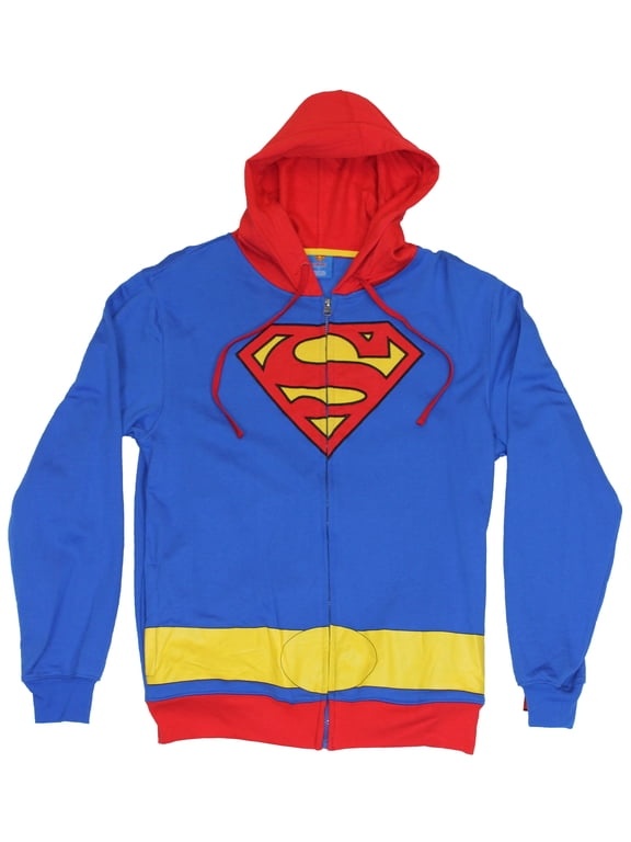 Mens Hoodie Sweatshirt - Classic Red Blue & Yellow Costume Front Image (Small)