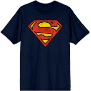 Bioworld Superman Logo Mens Navy Tee - Classic DC Comic Graphic T-Shirt, Cotton-XL