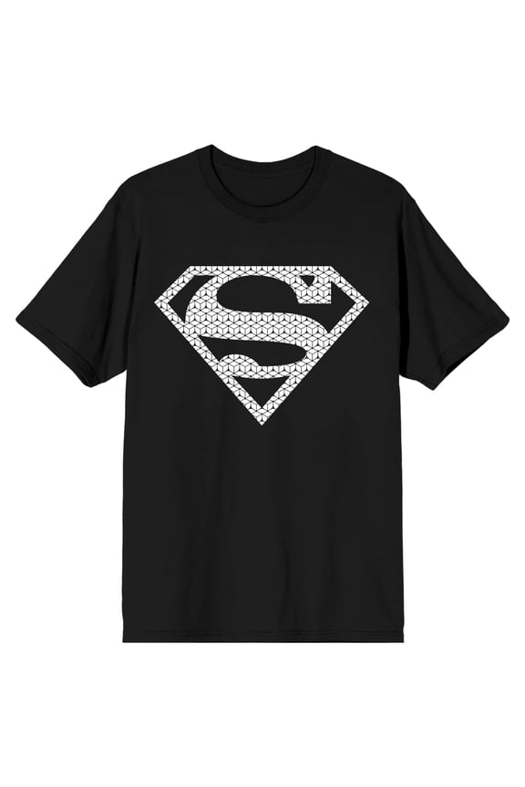 Superman Metallic Ink Logo Men's Black T-shirt-Small