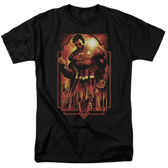 Superman Metropolis Deco Adult 18/1 T-Shirt Black