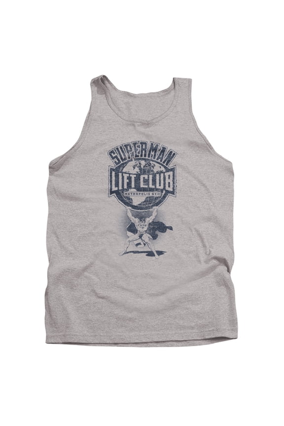 Superman Metropolis Gym Lift Club Unisex Adult Tank Top, Athletic Heather, Small