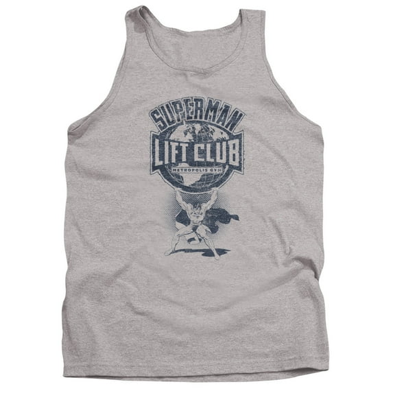 Superman Metropolis Gym Lift Club Unisex Adult Tank Top, Athletic Heather, X-Large