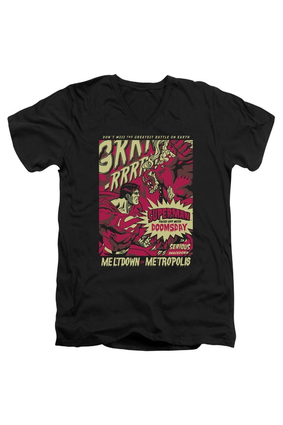 Superman - Metropolis Meltdown - Slim Fit V Neck Shirt - Large