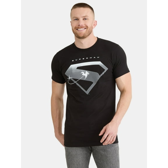 Superman Metropolis Men's & Big Men's Shield Front & Foil Back Cotton Graphic Tee, Sizes S-3XL