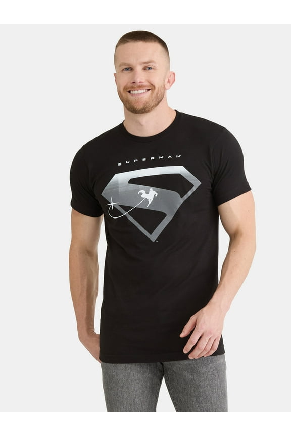 Metropolis Men's & Big Men's Shield Front & Foil Back Cotton Graphic Tee, Sizes S-3XL