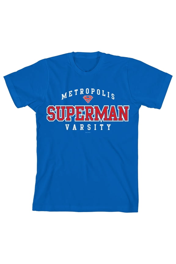 Superman Metropolis Superman Varsity Crew Neck Short Sleeve Royal Blue Boy's T-shirt
-XL