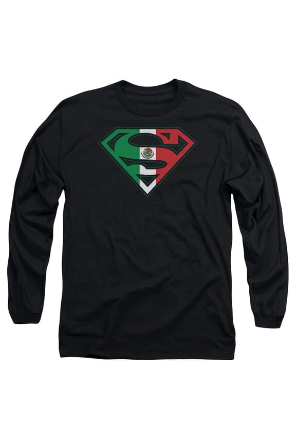 Superman - Mexican Flag Shield - Long Sleeve Shirt - Medium