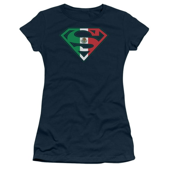 Superman - Mexican Shield - Juniors Teen Girls Cap Sleeve Shirt - Large