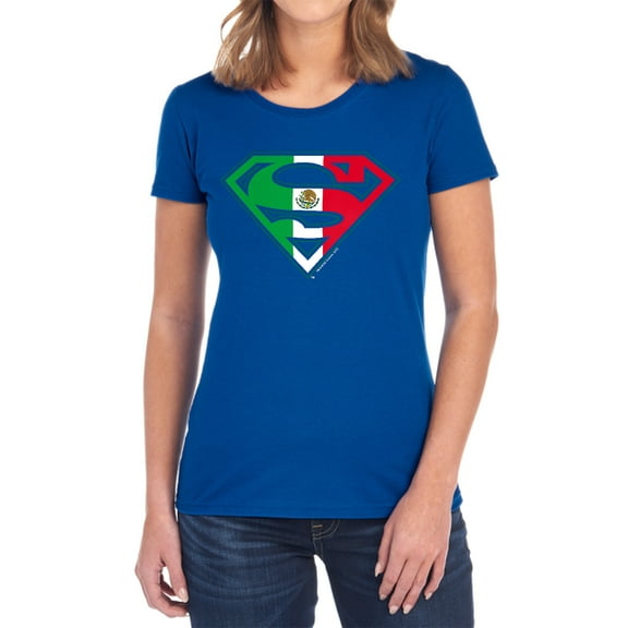 Superman Mexican Shield Women's T Shirt, Royal, Small
