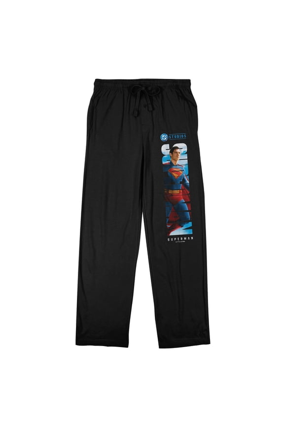 Superman Movie 2025 Character in Logo on Black Adult Sleep Pant-Medium
